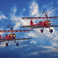 Buy canvas prints of  The Barnstorming Girls Wave Farewell by Chris Lord