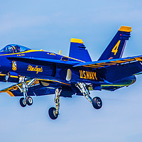 Buy canvas prints of US Navy Blue Angel No4 Landing At Republic Airport by Chris Lord