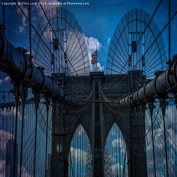 Brooklyn Bridge Webs Framed Mounted Print by Chris Lord