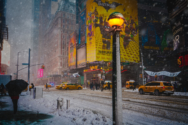 Blizzard Conditions At 42nd Street And Broadway Picture Board by Chris Lord