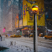 Buy canvas prints of Blizzard Conditions At 42nd Street And Broadway by Chris Lord