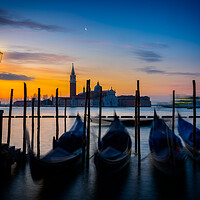 Buy canvas prints of Gondolas On The Venetian Lagoon At Dawn by Chris Lord