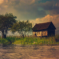 Buy canvas prints of Island Shelter On Inle Lake by Chris Lord