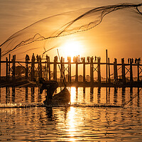 Buy canvas prints of Sunset At The Ubein Teak Bridge by Chris Lord