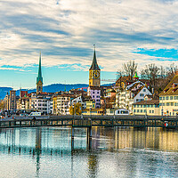 Buy canvas prints of The Limmat River And Downtown Zurich by Chris Lord