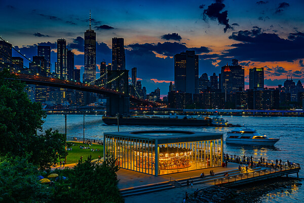 Sunset At Brooklyn Bridge Park Picture Board by Chris Lord