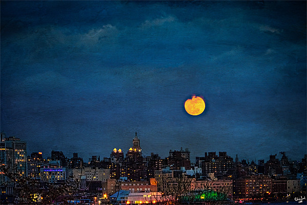 Manhattan Moonrise Picture Board by Chris Lord