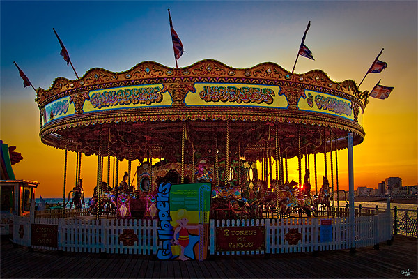 Brighton Carousel At Sunset Picture Board by Chris Lord