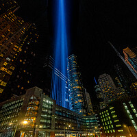 Buy canvas prints of Nine Eleven WTC Memorial Lights, New York City by Chris Lord