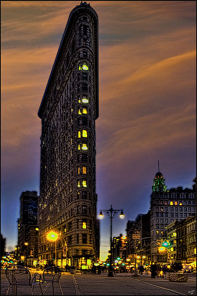The Flatiron At Twilight Time Picture Board by Chris Lord
