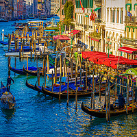 Buy canvas prints of Gondolas On The Grand Canal by Chris Lord
