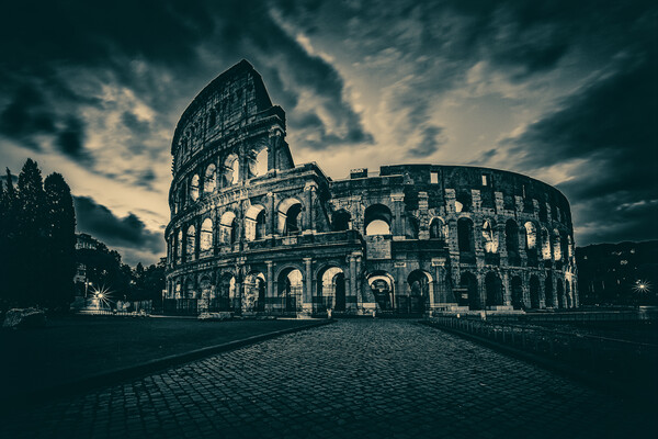 Moody Dawn At The Roman Coliseum Picture Board by Chris Lord