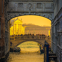 Buy canvas prints of Misty Sunrise At The Bridge Of Sighs by Chris Lord