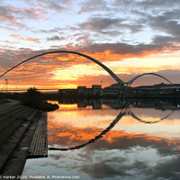 Buy canvas prints of Infinity Bridge, Stockton on Tees, Sunrise by David Harker