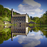 Buy canvas prints of Industrial reflections of Gibson Mill by Karl Butler