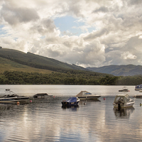 Buy canvas prints of  Boats At Loch Earn by Lynne Morris (Lswpp)