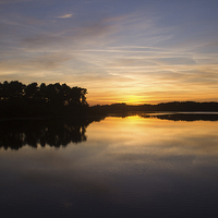 Buy canvas prints of  Early Sunset over Gladhouse Reservoir, Midlothian by Lynne Morris (Lswpp)
