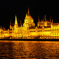 Buy canvas prints of Budapet Parliament Buildings at night by Lynne Morris (Lswpp)