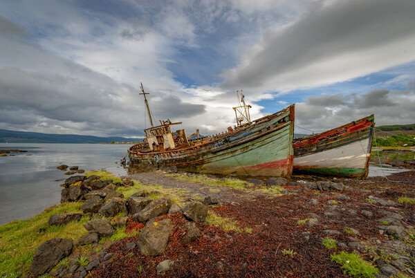 fishing boat wrecks Scotland Picture Board by Eddie John