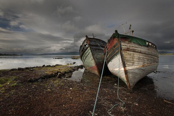 old beached boats Scotland Picture Board by Eddie John