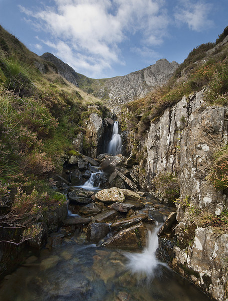 Waterfall above Llyn Idwal Picture Board by Eddie John