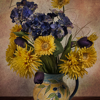 Buy canvas prints of Sun flowers and vase by Eddie John