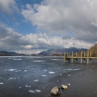 Buy canvas prints of Derwent Water frozen Cumbria  by Eddie John