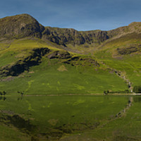 Buy canvas prints of Buttermere panorama lake district by Eddie John