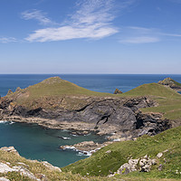 Buy canvas prints of The rumps at pentire point Cornwall by Eddie John