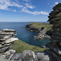 Buy canvas prints of Barras nose and Tintagel Haven Cornwall by Eddie John