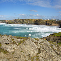 Buy canvas prints of Whipsiddery beach and watergate bay cornwall by Eddie John