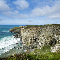 Buy canvas prints of Hole beach cliff -Tintgel Cornwall  by Eddie John
