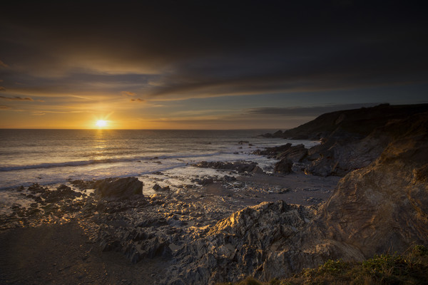 Sunset at Church cove Cornwall Picture Board by Eddie John