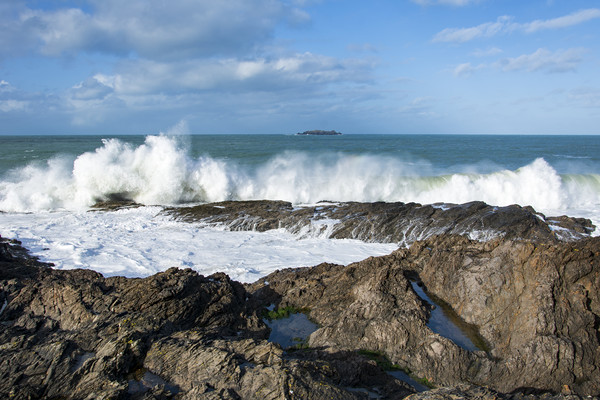 High seas at St Cadocs point Picture Board by Eddie John