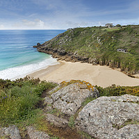 Buy canvas prints of Porthcurno beach Cornwall by Eddie John