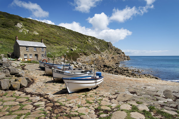 Boats at Penberth cove Cornwall Picture Board by Eddie John