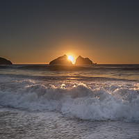 Buy canvas prints of Sunset at Holywell Cornwall by Eddie John