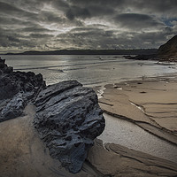 Buy canvas prints of Carlyon beach and St Austell bay Cornwall by Eddie John