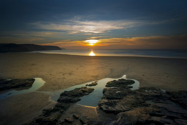 Gorgeous sunset looking across perran beach at Per Picture Board by Eddie John