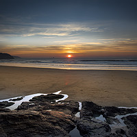 Buy canvas prints of Sunset at Perranporth beach Cornwall by Eddie John