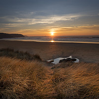 Buy canvas prints of Sunset at Perranporth beach Cornwall by Eddie John