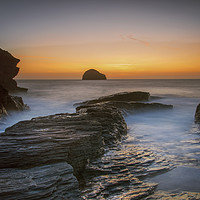 Buy canvas prints of End of the day at Trebarwith strand north Cornwall by Eddie John