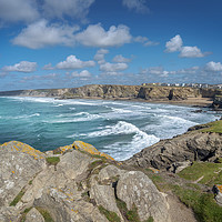 Buy canvas prints of Whipsiderry and watergate bay Cornwall  by Eddie John