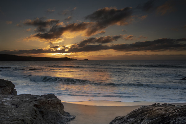 Cornwall sunset from Little fistral beach Newquay Picture Board by Eddie John