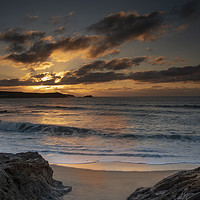 Buy canvas prints of Cornwall sunset from Little fistral beach Newquay by Eddie John