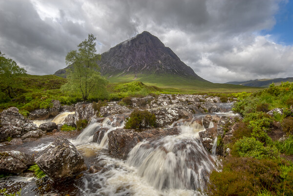 The river coupall waterfall and Buachaille Etive Mor  Picture Board by Eddie John