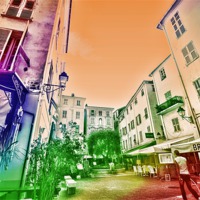Buy canvas prints of Colourful cityscape by Martine Affre Eisenlohr
