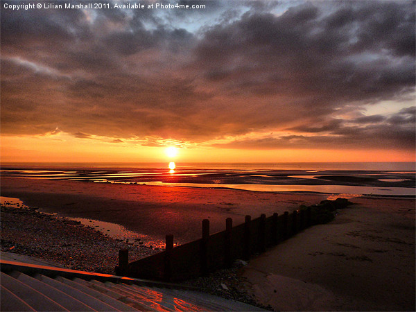 Sunset at Cleveleys Lancashire. Picture Board by Lilian Marshall