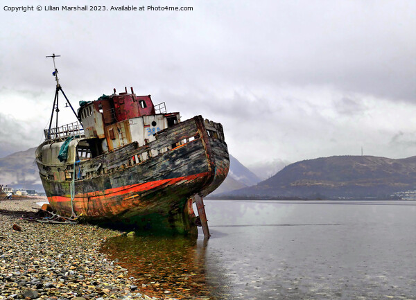 The wreck on Loch Linnhe at Corpach. Picture Board by Lilian Marshall