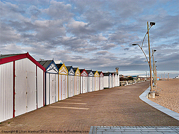 Great Yarmouth Beach Huts. Picture Board by Lilian Marshall